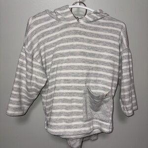 Easy peasey gray white striped hoodie pants set unisex 6-9 M rayon blend